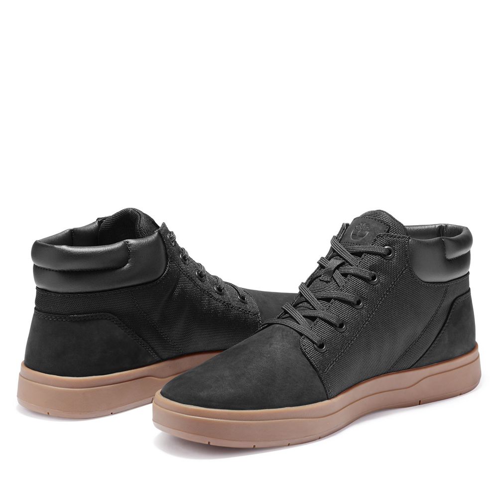 Timberland Chukka Μποτακια Ανδρικα Μαυρα - Davis Square Δερματινα Collar - Greece 7062893-XJ